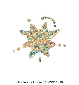 Ink spot, paint stain, simple icon. Colored mosaic with polygons