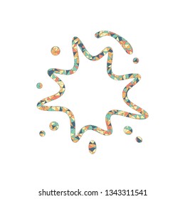 Ink spot, paint stain, simple linear outline icon. Colored mosaic with polygons