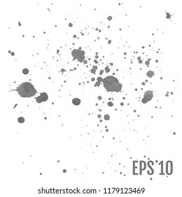 Ink spots set on white background. Gray Inks. Vector illustration.