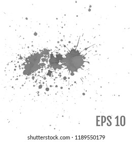 Ink spots set on white background. Gray Inks. Vector illustration.