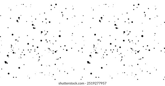 Ink spotty texture, random black paint drops and blots on white background. Seamless spray pattern, grunge monochrome repeat.