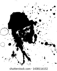 Ink stain. Black Paint Spot . Silhouette brush texture