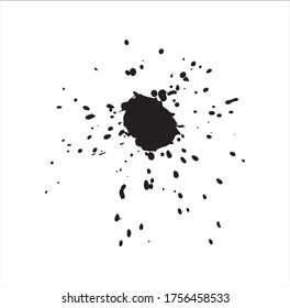 Ink stain. Black Paint Spot . Silhouette brush texture. Black ink splashes. Vector black paint, ink brush stroke, brush, line or texture. Dirty artistic design element, box, frame.