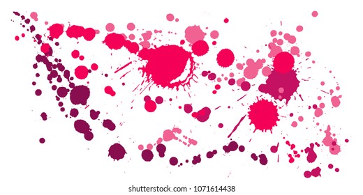 Ink stains grunge background vector. Modern ink splatter, spray blots, dirty spot elements, wall graffiti. Watercolor paint splashes pattern, smear liquid stains spots background.