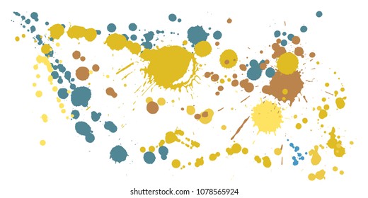 Ink stains grunge background vector. Trendy ink splatter, spray blots, dirty spot elements, wall graffiti. Watercolor paint splashes pattern, smear liquid splats stains background.