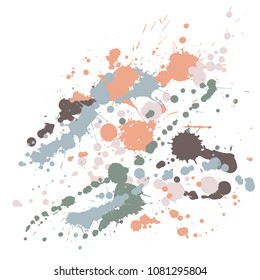 Ink stains grunge background vector. Retro ink splatter, spray blots, dirty spot elements, wall graffiti. Watercolor paint splashes pattern, smear liquid stains spots background.