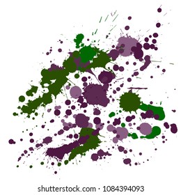 Ink stains grunge background vector. Rusty ink splatter, spray blots, dirt spot elements, wall graffiti. Watercolor paint splashes pattern, smear liquid stains splatter backdrop.