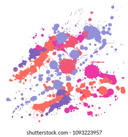 Ink stains grunge background vector. Cool ink splatter, spray blots, dirt spot elements, wall graffiti. Watercolor paint splashes pattern, smear fluid stains spots backdrop.
