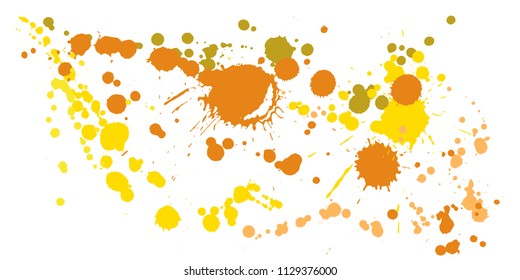 Ink stains grunge background vector. Messy ink splatter, spray blots, mud spot elements, wall graffiti. Watercolor paint splashes pattern, smear liquid stains spots backdrop.