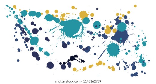 Ink stains grunge background vector. Hipster ink splatter, spray blots, dirty spot elements, wall graffiti. Watercolor paint splashes pattern, smear liquid stains spots background.