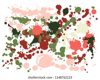 Ink stains grunge background vector. Funky ink splatter, spray blots, dirty spot elements, wall graffiti. Watercolor paint splashes pattern, smear liquid stains splatter backdrop.