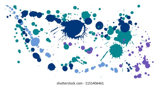 Ink stains grunge background vector. Vintage ink splatter, spray blots, dirt spot elements, wall graffiti. Watercolor paint splashes pattern, smear fluid splats stains background.