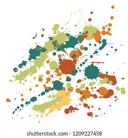 Ink stains grunge background vector. Hand drawn ink splatter, spray blots, dirt spot elements, wall graffiti. Watercolor paint splashes pattern, smear liquid stains spots backdrop.
