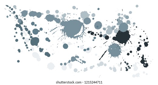 Ink stains grunge background vector. Retro ink splatter, spray blots, mud spot elements, wall graffiti. Watercolor paint splashes pattern, smear liquid stains spots backdrop.