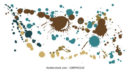 Ink stains grunge background vector. Hipster ink splatter, spray blots, dirt spot elements, wall graffiti. Watercolor paint splashes pattern, smear fluid stains splatter background.