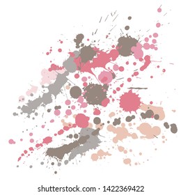 Ink stains grunge background vector. Rusty ink splatter, spray blots, dirt spot elements, wall graffiti. Watercolor paint splashes pattern, smear liquid stains spots backdrop.
