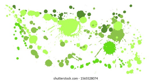 Ink stains grunge background vector. Scribble ink splatter, spray blots, dirty spot elements, wall graffiti. Watercolor paint splashes pattern, smear liquid stains spots backdrop.