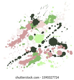 Ink stains grunge background vector. Hipster ink splatter, spray blots, dirt spot elements, wall graffiti. Watercolor paint splashes pattern, smear liquid splats stains background.