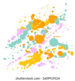 Ink stains grunge background vector. Messy ink splatter, spray blots, mud spot elements, wall graffiti. Watercolor paint splashes pattern, smear fluid stains spots background.
