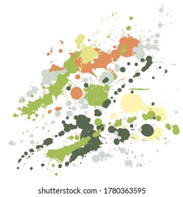 Ink stains grunge background vector. Colorful ink splatter, spray blots, dirty spot elements, wall graffiti. Watercolor paint splashes pattern, smear fluid stains splatter background.