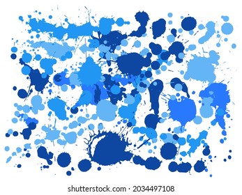 Ink stains grunge background vector. Graphic ink splatter, spray blots, dirty spot elements, wall graffiti. Watercolor paint splashes pattern, smear fluid stains splatter backdrop.