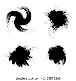 Ink stains on white background. Splashes of blots. Vector brush set grunge.