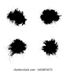 Ink stains on white background. Splashes of blots. Vector brush set grunge.
