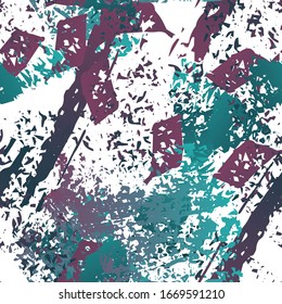 Ink Stains Seamless Pattern. Fashion Concept. Distress Print. Maroon, Gray Illustration. Glamour Surface Textile. Ink Stains. Spray Paint. Splash Blots. Artistic Creative Vector Background.