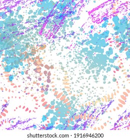 Ink Stains Seamless Pattern. Fashion Concept. Distress Print. Pink, Mint Illustration. Summer Surface Textile. Ink Stains. Spray Paint. Splash Blots. Artistic Creative Vector Background.