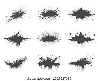 Manchas de tinta com jato de splash. Texturas de tinta grunge. Imagens vetoriais para design gráfico