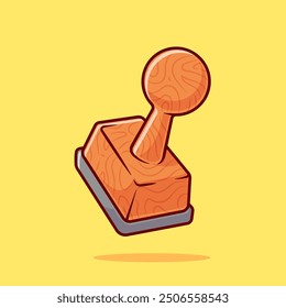 Ink Stamp Cartoon Vector Icon Illustration. Business Object Icon Concept Isolated Premium Vector. Flat Cartoon Style