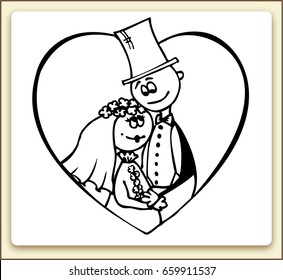 Ink story of love.Wedding. Couple in love. Couple inside the hurt	
