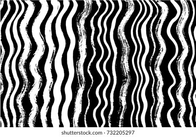 Ink stripes texture. Zebra print, pattern. Pencil, brush, chalk, pastel stroke. Abstract painting background. Vector illustration. Black and white, gray. Hand drawn artwork. Poster, banner.