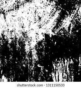 Ink stroke brushed renovate wall backdrop. Distressed grainy overlay texture. Grunge dark corner messy background. Dirty paper empty cover template. Insane aging border design element. EPS10 vector