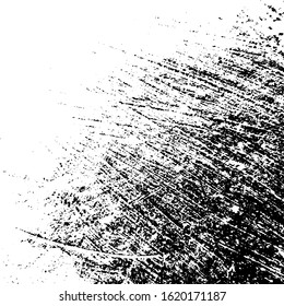 Ink stroke brushed square shape backdrop. Distressed grainy overlay texture. Grunge dark corner messy background. Dirty paper empty cover template. Insane aging border design element. EPS10 vector.