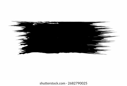 : Pinceles de trazo de tinta. Mancha de trazos de pincel de tinta negra gruesa aislados en el fondo blanco. ilustración dibujada a mano raster