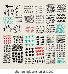 ink strokes, arrows and doodle set