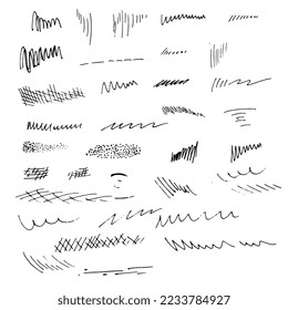 ink strokes, hatching hand drawing. For brushes, fabric design
