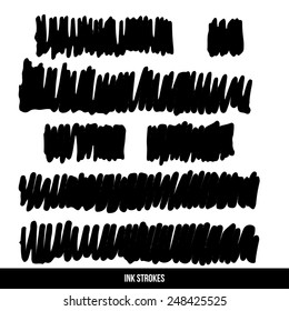 Ink strokes set. Vector design.