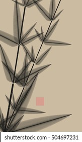 Ink style bamboo illustration in black and ivory