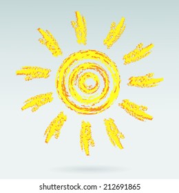 Ink sun on light blue background