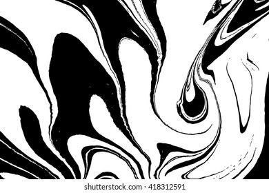 Ink texture. Mix of a white and black paint, closeup. Abstract marbling texture. Handmade ebru technique. Watercolor stains print background. Cover design for party invitation. Traditional Turkish.
