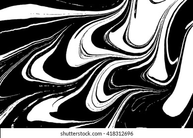 Ink texture. Mix of a white and black paint, closeup. Abstract marbling texture. Handmade ebru technique. Watercolor stains print background. Cover design for party invitation. Traditional Turkish.