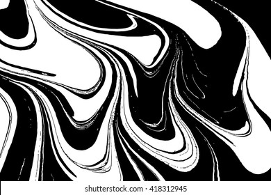 Ink texture. Mix of a white and black paint, closeup. Abstract marbling texture. Handmade ebru technique. Watercolor stains print background. Cover design for party invitation. Traditional Turkish.