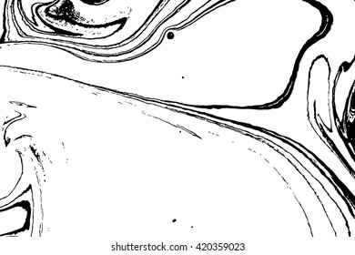 Ink texture. Mix of a white and black paint, closeup. Abstract marbling texture. Handmade ebru technique. Watercolor stains print background. Cover design for party invitation. Traditional Turkish.