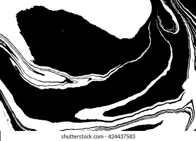 Ink texture. Mix of a white and black paint, closeup. Abstract marbling texture. Handmade ebru technique. Watercolor stains print background. Cover design for party invitation. Traditional Turkish.