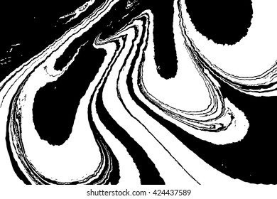 Ink texture. Mix of a white and black paint, closeup. Abstract marbling texture. Handmade ebru technique. Watercolor stains print background. Cover design for party invitation. Traditional Turkish.