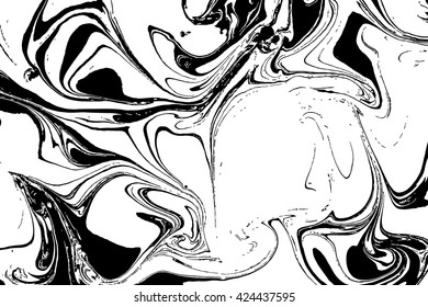 Ink texture. Mix of a white and black paint, closeup. Abstract marbling texture. Handmade ebru technique. Watercolor stains print background. Cover design for party invitation. Traditional Turkish.