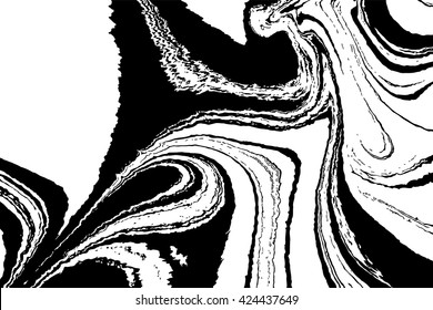 Ink texture. Mix of a white and black paint, closeup. Abstract marbling texture. Handmade ebru technique. Watercolor stains print background. Cover design for party invitation. Traditional Turkish.