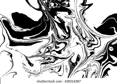 Ink texture. Mix of a white and black paint, closeup. Abstract marbling texture. Handmade ebru technique. Watercolor stains print background. Cover design for party invitation. Traditional Turkish.